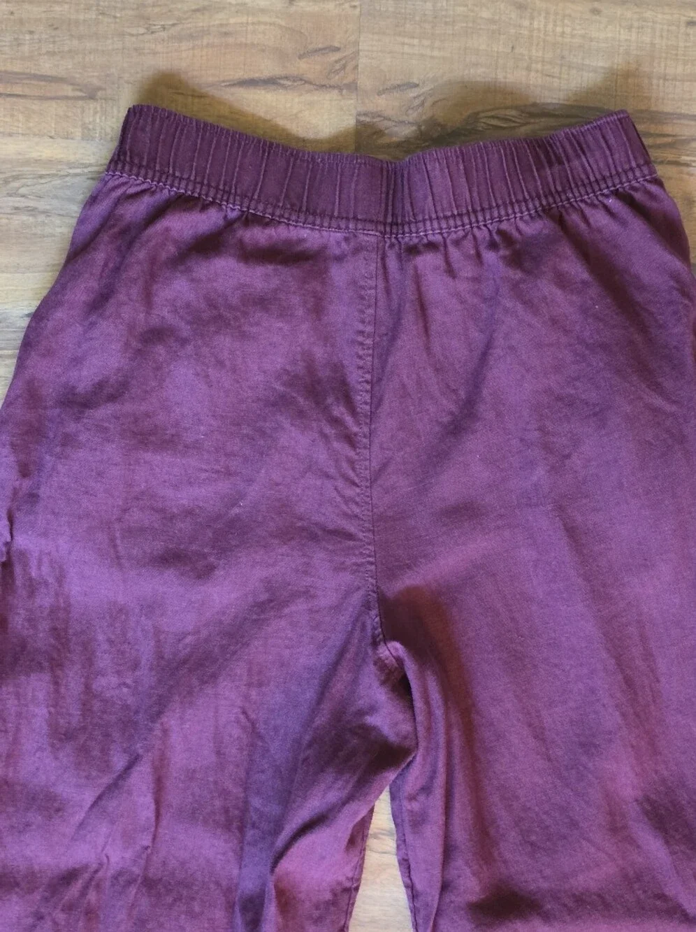 Tahari Relaxed 100% Linen Pants in Dark Red Wine Size Small